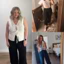 Xiaoxuemeng Womens Baggy Wide Leg Pants Casual Elastic Waisted Palazzo Harem Pants with Pockets, Size XL