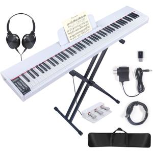 88 Key Digital Piano Keyboard,88 Key Full Size Weighted Hammer Action Electric Keyboard Piano with 200 Rhythms,200 Tones, Piano Keyboard with Stand, TriplePedal,Headphone, Carrying Bag