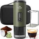 Portable Espresso Maker, 3 in 1 Coffee Maker Set with Carrying Bag and Coffee Stand, Coffee Machine Works with Ground Coffee & Capsule Pod, Self-Heating Brewer with USB-C for Travel, Hiking, Office,3.38 ounces