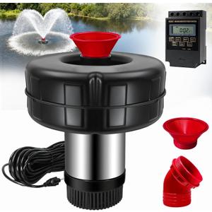 15000 GPH Pond Fountain Aerator - 750W (1HP), 110V Floating Fountain with 100-foot Power Cord. Stainless Steel Floating Pond Fountain Pump for Large and Small Outdoor Ponds and Lakes.(Red)