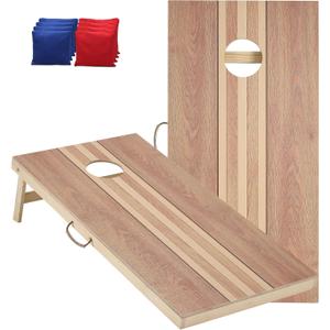 4x2 ft Solid Wood Cornhole Set with 8 Bean Bags, Regulation Size Cornhole Board Set for Adults, Cornhole Game Set for Tailgate Backyard Toss Games Indoor&Outdoor Activities