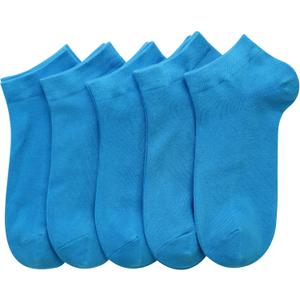 SERISIMPLE Women Viscose Bamboo Ankle Socks Low Cut Thin Sock Lightweight Pastal Color Soft Sock 5 Pairs(Ocean Blue, Medium)