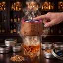 Electric Whiskey Smoker Kit - Rechargeable Cocktail Smoker with 6 Wood Chip Flavors - Smoke Infuser for Old Fashioned & Bourbon Cocktails - No Butane Needed - Fathers Day Gift for Men (Rich Oak)