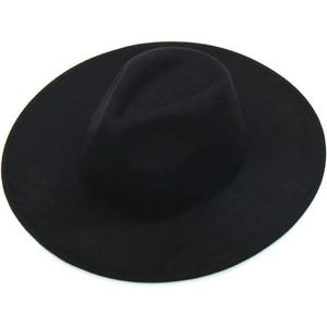 Suwequest Wide Brim Fedora Hats for Women Men Formal Church Caps Felted Dress Hat Sombreros Black ,Size M-L 