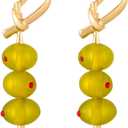 Madison Tyler Fruit Dangle Earrings for Women | Gold Plated Strawberry Apple Cherry Olive Watermelon Earrings for Women | Cute Fun Earring