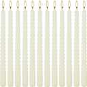 WPONSZU 10 Inch Ivory Spiral Taper Candle Set of 12 Pack Unscented Dripless Candlesticks for Valentine's Day,Dinner,Party,Brithday,Wedding,Christmas,and Home Decoration