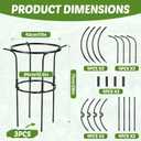 3 Pack Large Peony Cages and Supports,28" H x 17" D Grow Through Plant Support Rings,Plastic Rings with Stainless Steel Core Stakes for Peonies,Roses and Top-Heavy Blooms