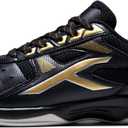 Hundred Raze Badminton Shoes (Non Marking) | Lightweight & Durable | X-Cushion, Active Grip Sole, Toe Assist, Paddle Pickle (9, Black-gold)
