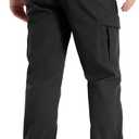 FREE SOLDIER Men's Outdoor Softshell Fleece Lined Cargo Pants Snow Ski Hiking Pants with Belt (Black 34W/30L)