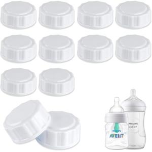 (12-PCs) Travel Bottle Caps Compatible with Avent Bottles, Bottle Lids Replacement White