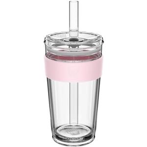 KeepCup Cold Cup - Longplay Double wall Glass Ice Coffee Tumbler with Lid and Straw - 16oz (454ml) - Pashmak (12 Ounces)
