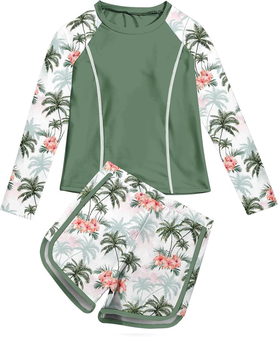 Girls Rash Guard Swimsuits 2 Piece Bathing Suit Size 10-12