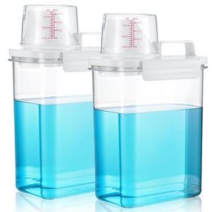 mekueeex 60OZ Liquid Laundry Detergent Dispenser, Laundry Soap Dispenser, Clear Plastic Fabric Softener Holder and Container, Laundry Room Organization and Storage, 2 Pack
