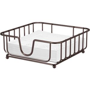 Napkin Holder for Table, Napkin Holders for Paper Napkins, GMFINE Flat Modern Napkin Holder for Kitchen Dining Table Countertops, Bronze, 6.9" x 6.9" x 2.2" Inside Size (Luncheon)