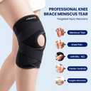 JOMVD Knee Brace for Knee Pain, Meniscus Tear, Adjustable Knee Support with Side Spring Stabilizers for Meniscus Tear, ACL, Arthritis, Patella Stability, Knee Pain Relief, Women and Men, X-Large (Black, XL)
