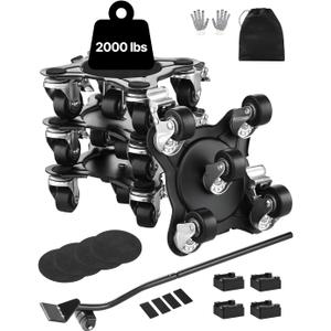 VEVOR Furniture Dolly, Maximum Load 1200 lbs, Heavy Duty Furniture Movers with 5 360 Rotation Wheels, Carbon Steel Panel, Furniture Lift Slider Tool Set for Appliances, Sofa, Fridge, Washing Machine