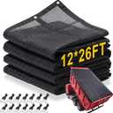 12x26 ft Dump Truck Mesh Tarp 18oz, 25 Bungee Straps, Brass Grommets