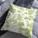 Green and White Floral Throw Pillow Covers, 2 Sets 18X18 Inch Decorative Throw Pillow Cases, Soft Cushion Case for Room Home Decoration
