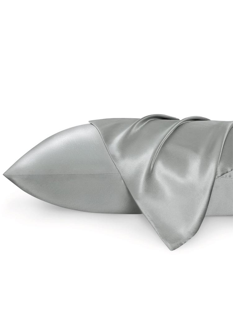 Bedsure Satin Pillow Case Queen Size 2 Pack, Similar to Silk Pillow Cases, Silky Pillowcase Covers for Hair and Skin with Envelope Closure, Gifts for Women Men, Grey, 20x30 Inches