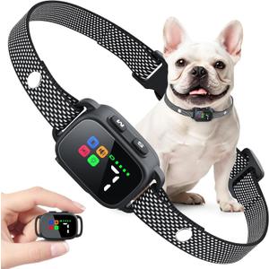 Dog Bark Collar for Small Medium Large Dogs, Rechargeable Smart Training Collar with Beep & Vibration, 7 Adjustable Sensitivity Levels, Ultra-Light 0.08lbs, IPX6 Waterproof, Long-Lasting Battery