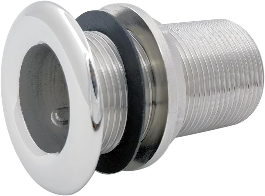 Stainless Steel 316 Durable Combo Stainless Steel Thru-Hull Fitting w/Nut with Custom Gasket Boat Plumbing Fittings for Boats, Yachts, Marine