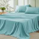 Bedsure Queen Sheet Set - 4 Pieces Soft Queen Size Sheets - Breathable & Cooling - Hotel Luxury - Easy Care Polyester Microfiber Bedding for Women, Men, Spa Blue
