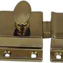 QCAA Traditional Large Oval Turn Cabinet Latch, Solid Brass, 2", for Cupboard & Other Furniture, Polished Brass, 1 Pack, Made in Taiwan