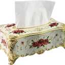 Geesatis Tissue Box Cover, Rectangle Tissue Box Holder, Rectangular Napkin Facial Tissues Holder for Bathroom Toilet Bedroom Living Room Table Desk Office Dresser, 1 Pcs White 9.05''x4.93''x3.74''