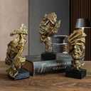 3 Pcs Thinker Statue, Silence is Gold Abstract Art Figurine, Modern Home Resin Decorative Objects Decor for Home Office Bookshelf Desktop,No Hear No See No Speak Knick Knacks