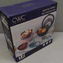 COOK WITH COLOR Mixing Bowls with TPR Lids - 12 Piece Plastic Nesting Bowls Set includes 6 Prep Bowls and 6 Lids, Microwave Safe Mixing Bowl Set (Multicolored Set with Large Blue Bowl)