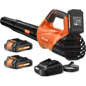 2026 Upgrade Leaf Blower, Leaf Blower Cordless with 2 * 2.6AH Batteries and Fast Charger, 450CFM &150MPH and 2 Speed Mode, Lightweight Electric Leaf Blowers for Lawn, Yard, Leaves, Dust Car (Orange)