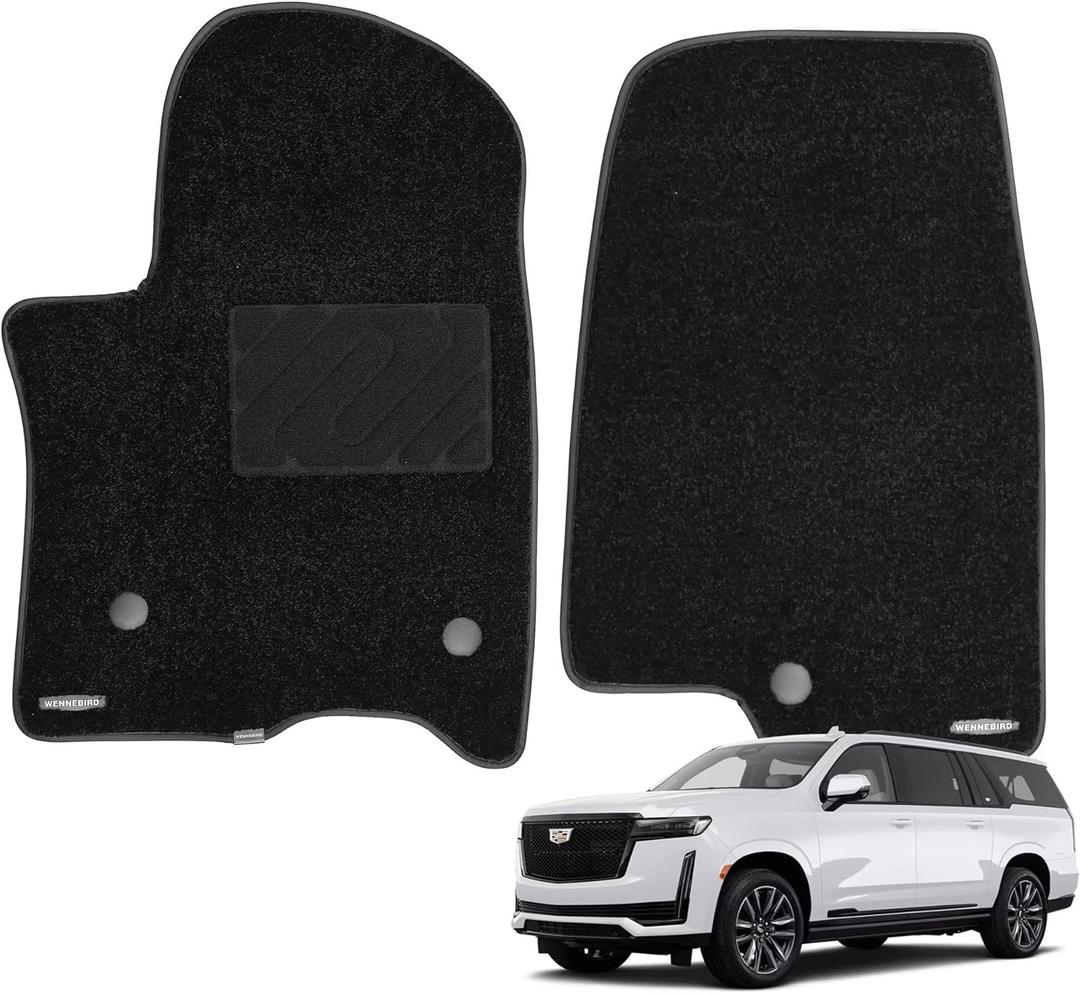 WENNEBIRD Superior Carpet Front Row Floor Mats for 2021-2025 Cadillac Escalade/Escalade ESV, 0.6-Inch Ultra-Thick, Noise-Reducing, All-Weather Waterproof Anti-Slip  2-Pc Set