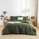 COTTEBED Ultra-Soft King Bedding Comforter Sets Bed, All Season Use Light Weight with Warm Fluffy Washed Cotton Microfiber,1 Bed Blanket Comforter & 2 PillowSham(King/California King Dark Olive Green