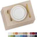 Home Brilliant Placemats Set of 4 Heat Resistant Dining Table Place Mats Plate Mat Cloth Placemats Spring Kitchen Table Mats Indoor Outdoor Dinner, Light Linen