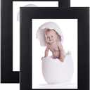 2 Pack 3.5X5 Black Picture Frames Made of Solid Wood and High Definition for Wall Decor or Table Stand Top Black Picture Frame Display 3.5 by 5 Frame Vertically or Horizontally as 5x3.5
