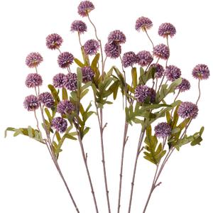 6PC Purple Artificial Chrysanthemum Flowers Silk Mini Pompon Mums Fake Kiku Flower Stems for DIY Bouquet, Wedding Centerpieces Home Table Decor (20 Inch, Purple)