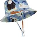 Baby Sun Hat Toddler Bucket Hats Summer Sun Protective Kids Beach Hats Wide Brim Outdoor Camping Hat for Boys Girls Sea Lion Blue 6-12Months