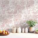Safiyya Floral Peel and Stick Wallpaper Boho Pink and White Contact Paper 17.3''197'' Peony Removable Self Adhesive Wallpaper for Bedroom Bathroom