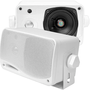 Pyle 3-Way Weatherproof Outdoor Speaker Set - 3.5 Inch 200W Pair of Marine Grade Mount Speakers - in a Heavy Duty ABS Enclosure Grill - Home, Boat, Poolside, Patio, Indoor Outdoor Use -PLMR24 (White)