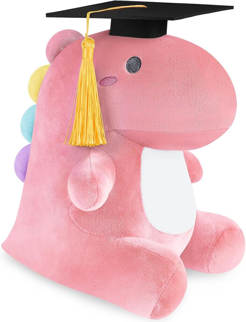 Farochy Graduation Dinosaur Stuffed Animal 2025 Graduation Plush Gifts Graduation Plush Stuffed Kindergarten Graduation Gifts Kids Graduation Gift, Pink