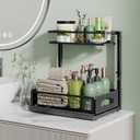Under Sink Organizer, 2 Pack Cabinet Organizer for Kitchen, Height Adjustable Pull Out Heavy Duty 2 Tier Metal Under Sink Storage for Bathroom Pantry (Black, 2 Pack)