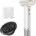 High-Speed Hair Dryer, 110,000 RPM Ionic Blow Dryer with 200 Million Negative Ions, Quiet (51dB), Thermo-Control, Fast Drying, Magnetic Diffuser & Nozzle for Women, Men, and Kids (White)