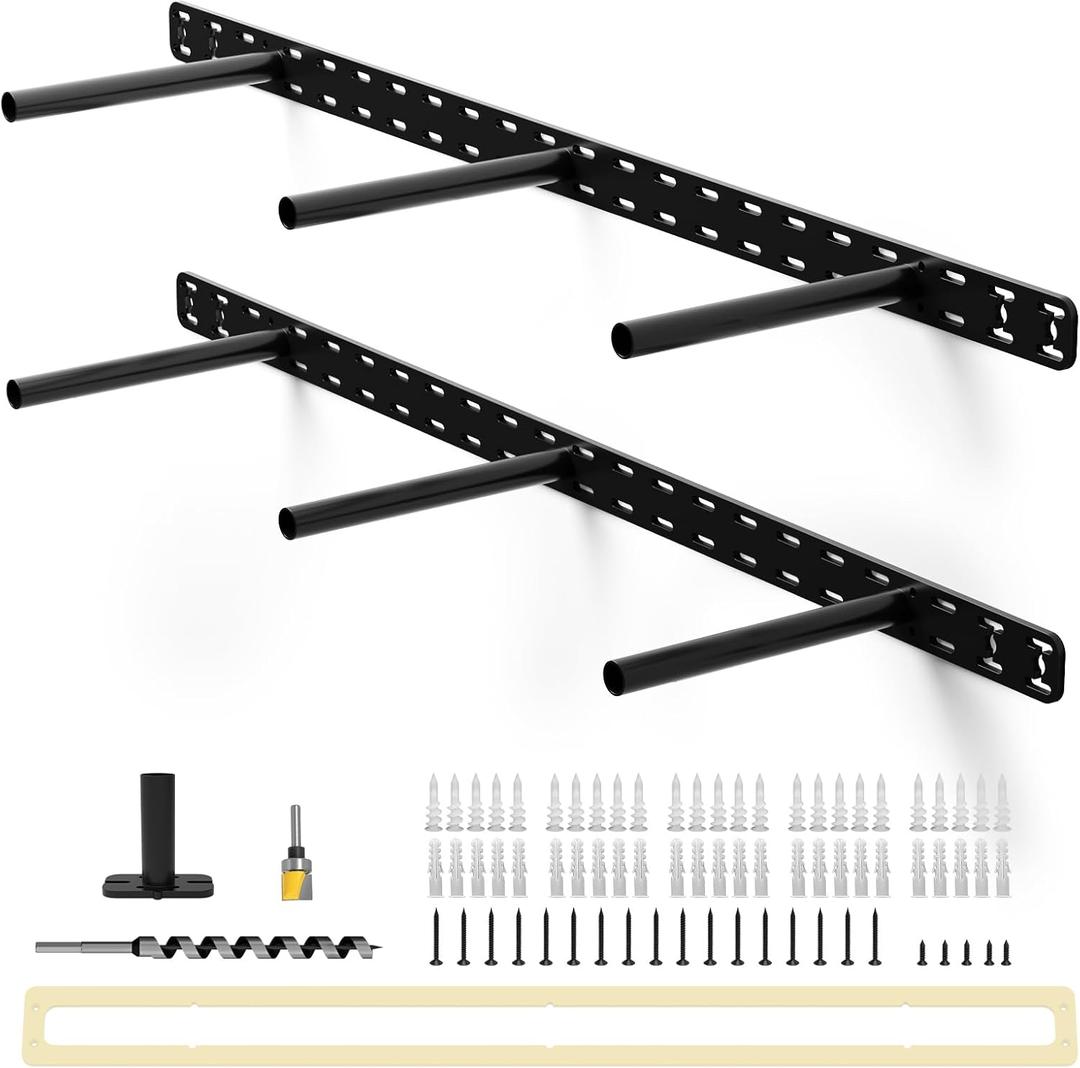 2pcs Floating Shelf Hardware Heavy Duty Hidden Shelf Brackets Support,Wall Mounting Invisible Floating Shelves Bracket with Jig (34" x 8" x 1.5" with Tools)