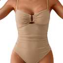 Eomenie One Piece Swimsuit for Women Tummy Control Ruched Bathing Suit Cutout U Wire Swim Suits (Small)