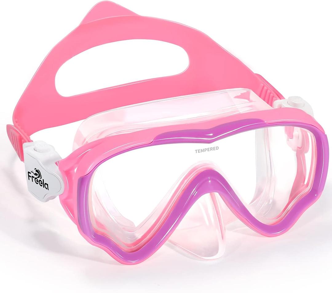 Freela Kids Swim Goggles Snorkel Diving Mask for Youth(5-15), Anti-Fog 180° Clear View