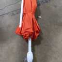 California Umbrella 7.5' Round Aluminum Market Umbrella, Crank Lift, Push Button Tilt, White Pole, Sunset Olefin