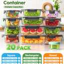 KOMUEE 15-Piece Glass Food Storage Containers Set, Meal Prep Containers with Snap Locking Lids, Airtight Lunch Containers, Microwave, Oven, Freezer & Dishwasher Safe, White