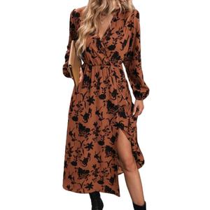 Wedding Guest Dress Fall Womens V Neck Long Sleeve Slim Fit Formal Dress for Fall Photoshoot Outfits Medium