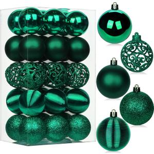 30PCS 2.36" Christmas Ball Ornaments Shatterproof Dark Green Christmas Tree Decorations Xmas Tree Balls Halloween Ornaments Dcor