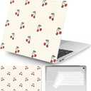 Seorsok Compatible with MacBook Air 13 Inch Case 2022 2021 2020-2018 Release A1932 A2179 M1 A2337 Touch ID,Cute Red Cherry Aesthetic Plastic Hard Case & Transparent Keyboard Cover,Marble Texture Beige